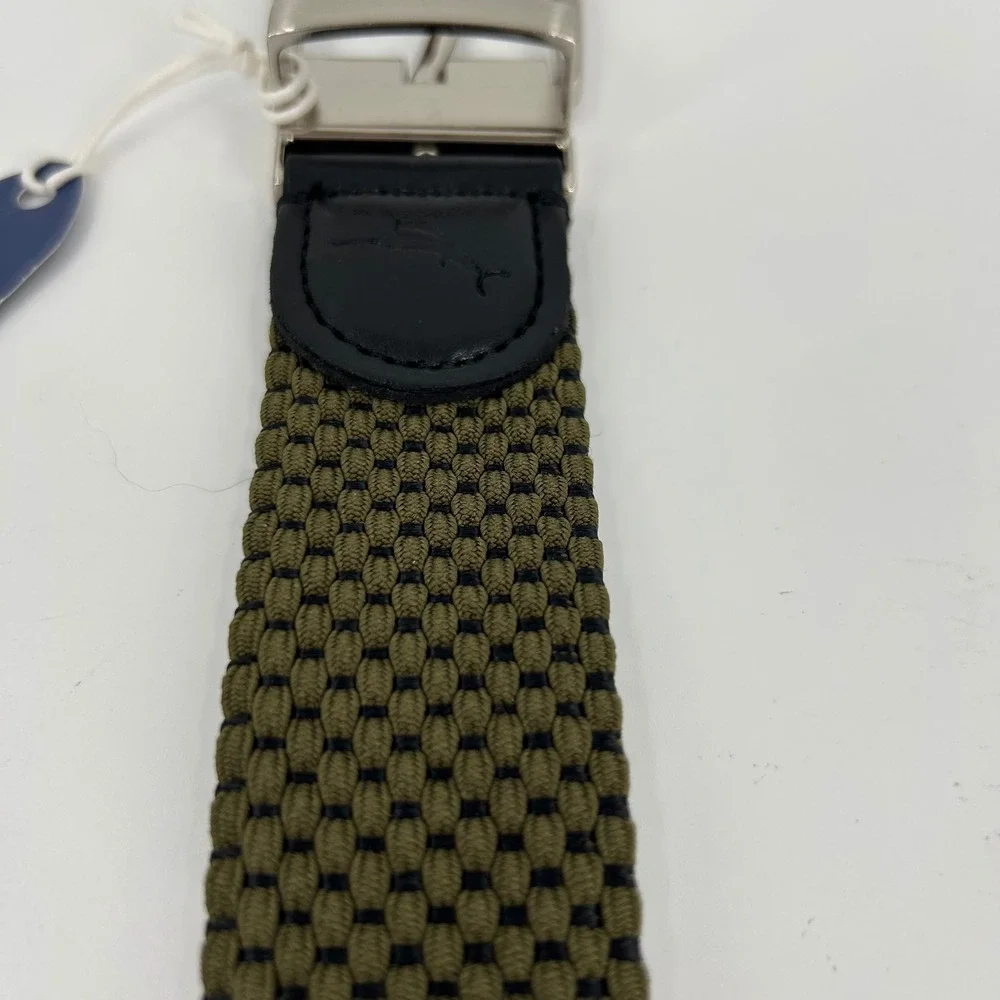 Tommy Bahama Mens Reversible Woven Stretch Belt Olive Black 11TM030015 Small
